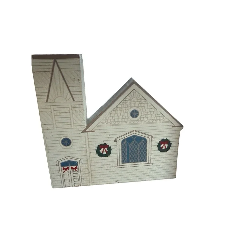 Lot of‎ 3 Cat's Meow wooden houses Church toy store City hospital